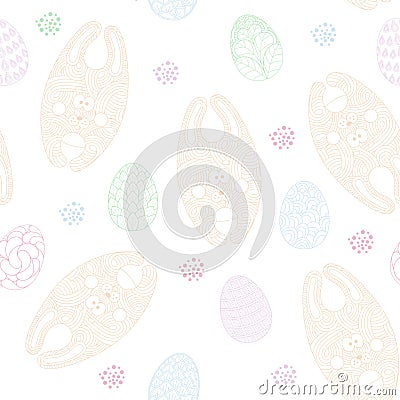 Easter seamless pattern design with bunnies. Light baby print for child fabric or gift paper. Vector Illustration